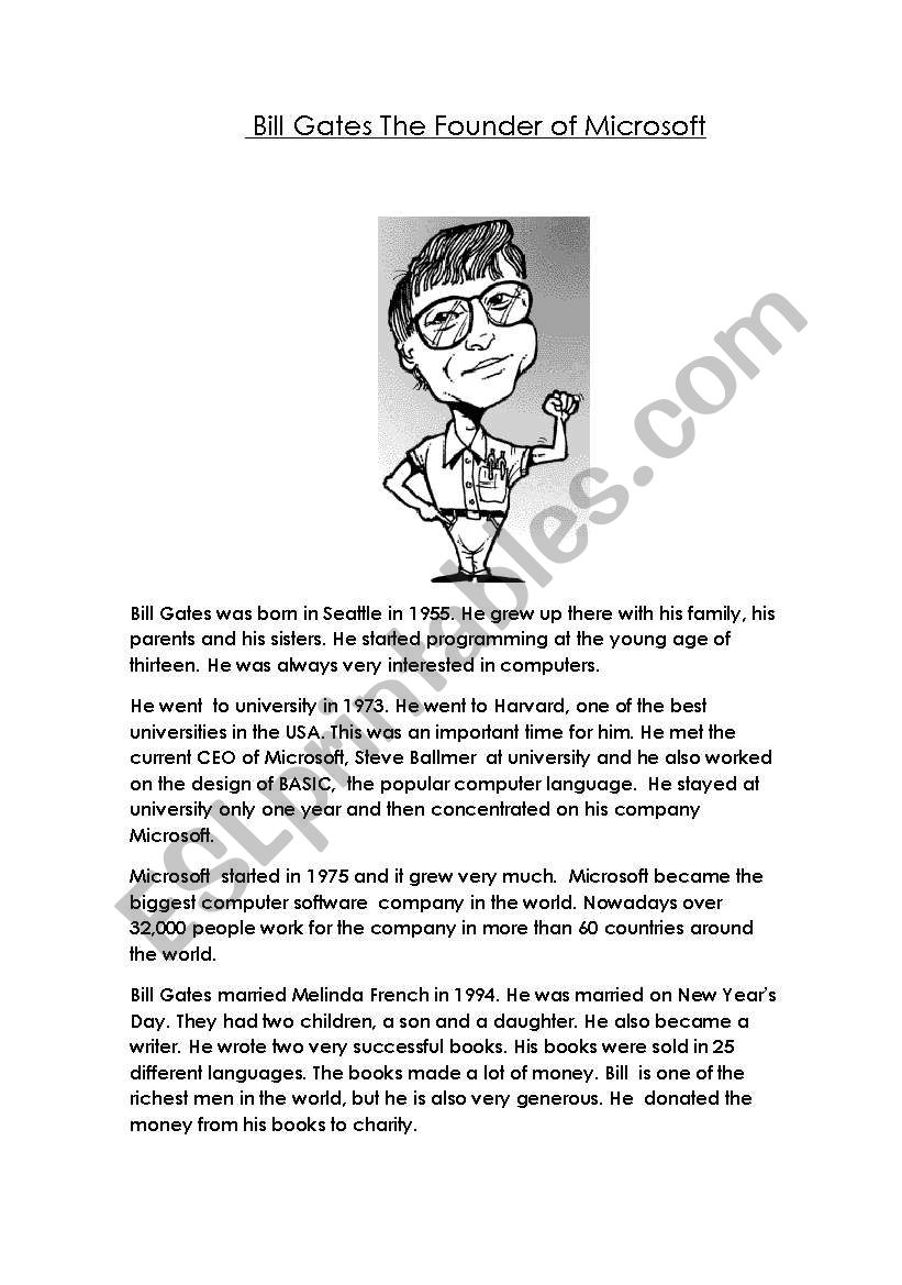 Bill Gates worksheet