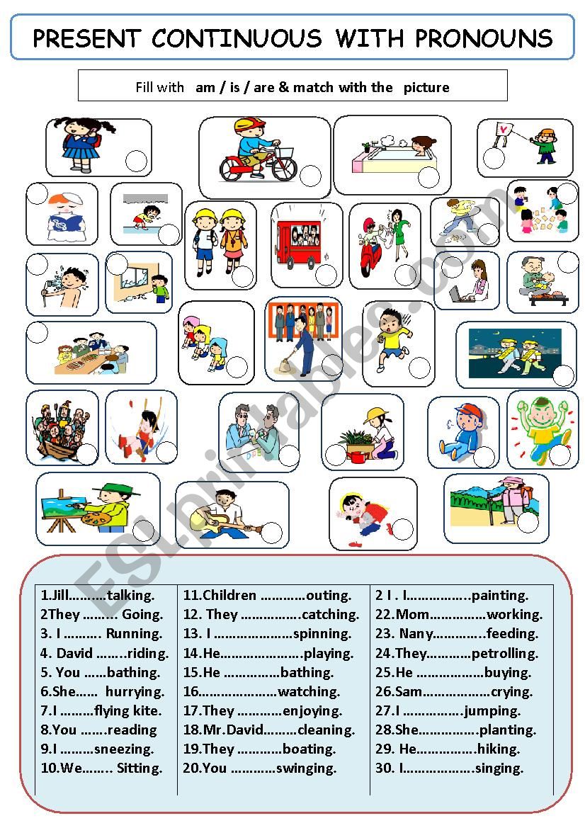 Presentcontinuous worksheet