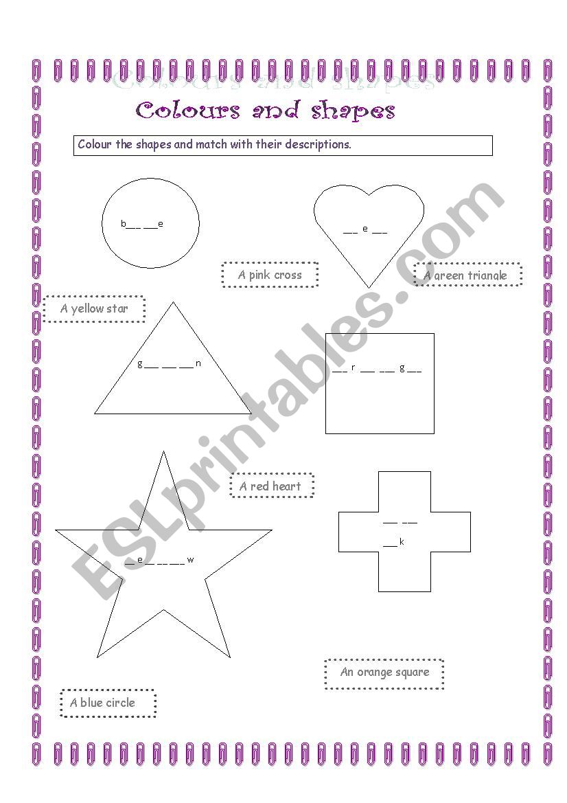 colors and shapes worksheet