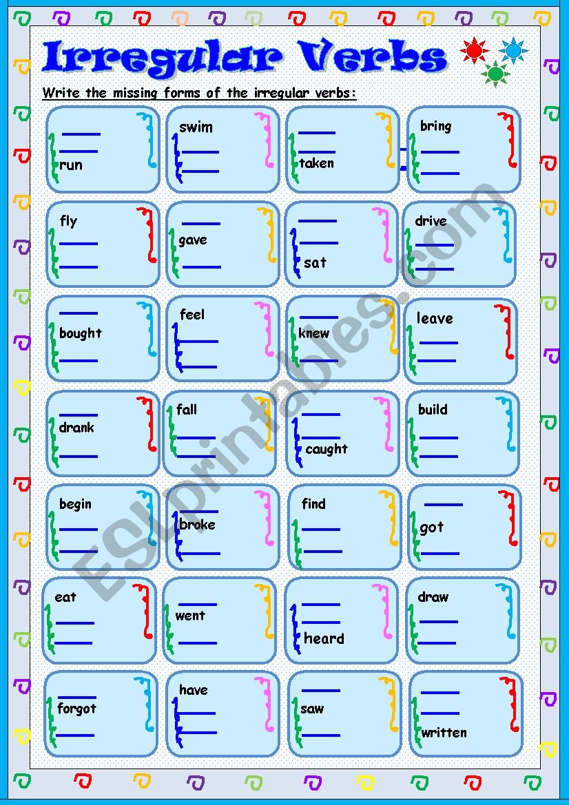 Irregular Verbs worksheet