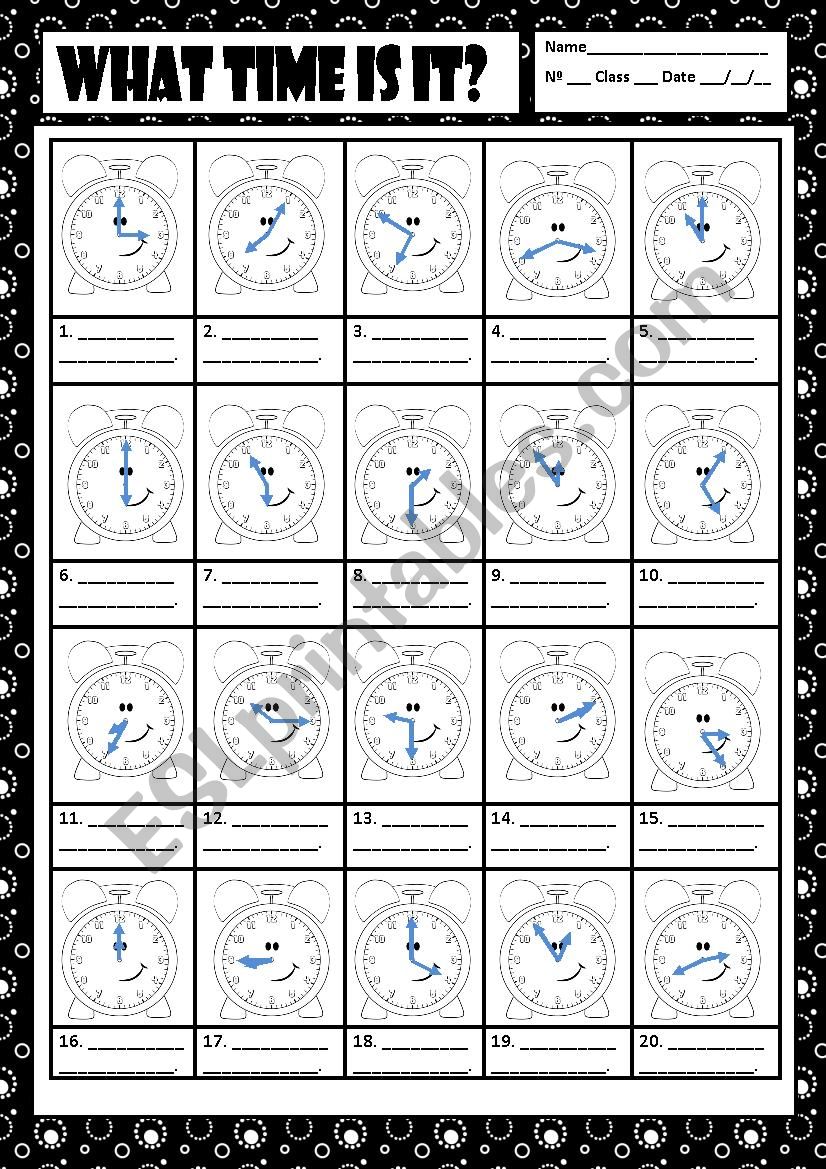 WHAT TIME IS IT? worksheet