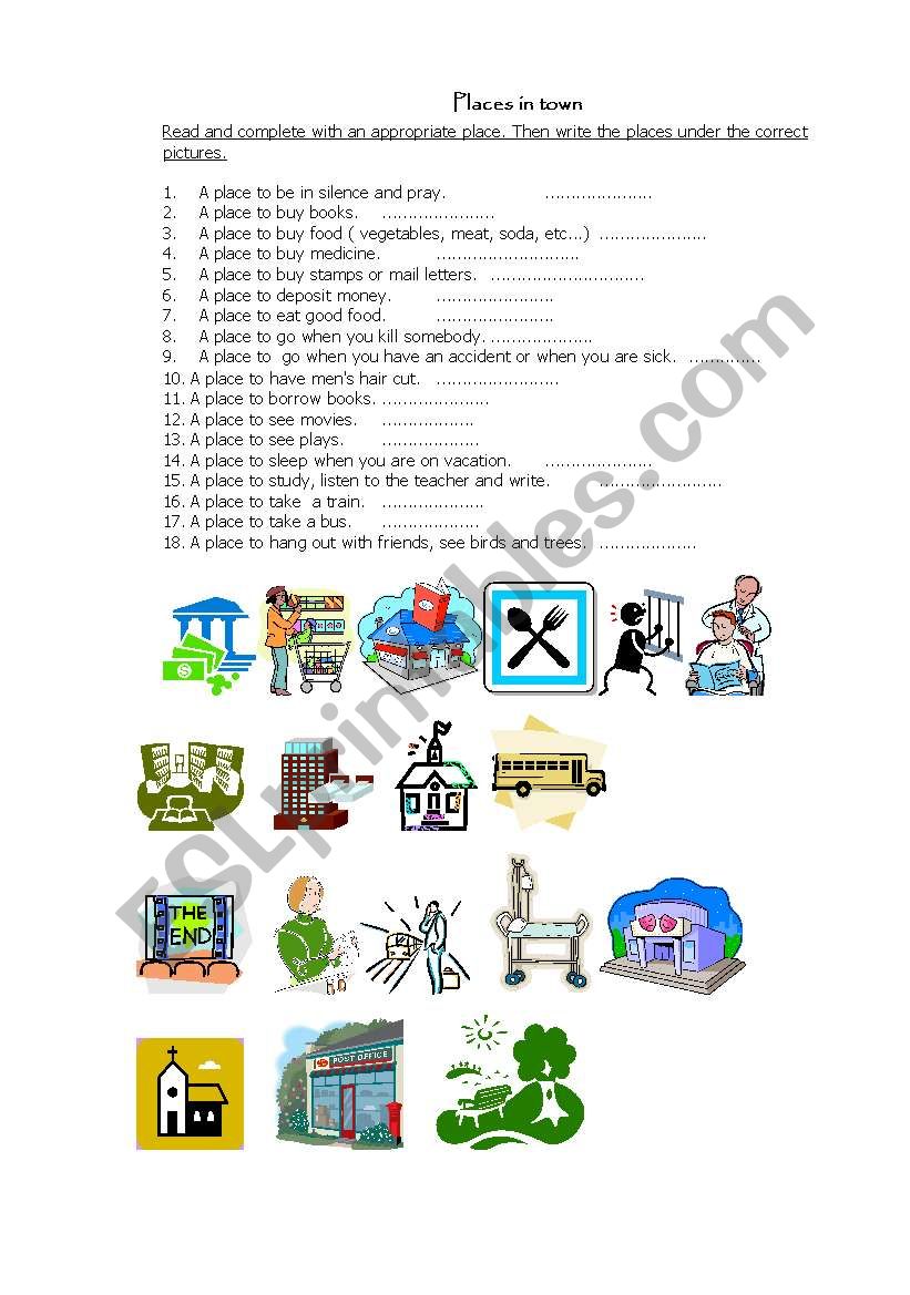 PLACES IN TOWN worksheet