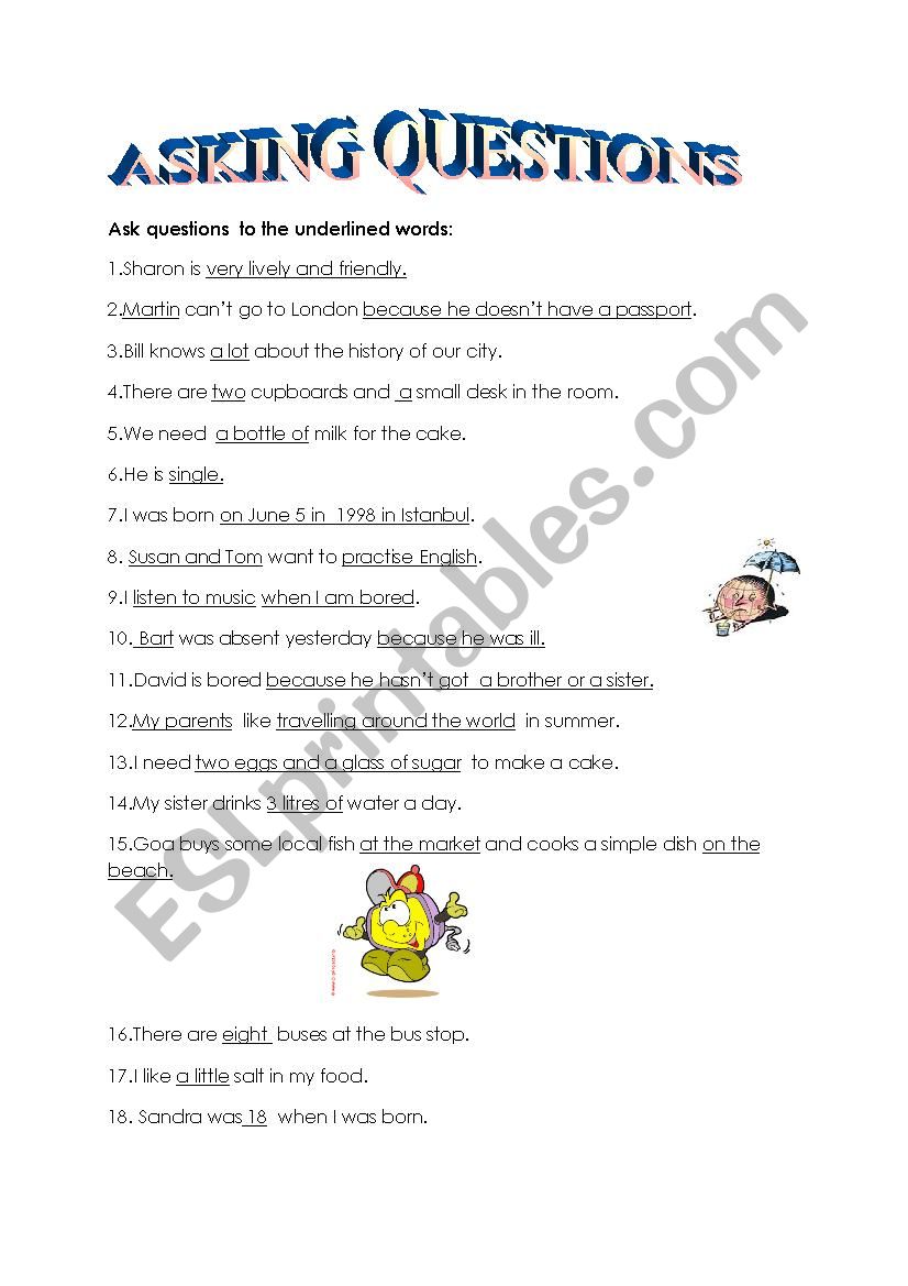 Asking Questions worksheet