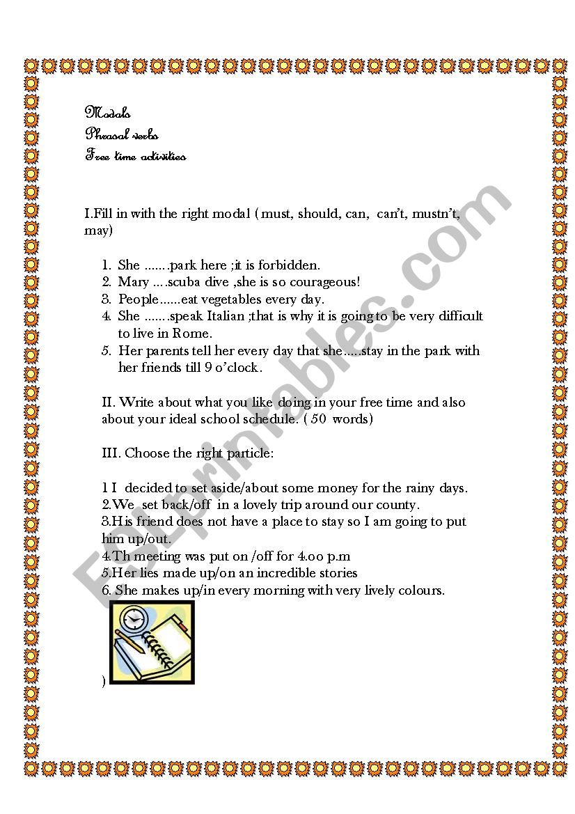 modals, phrasal verbs worksheet