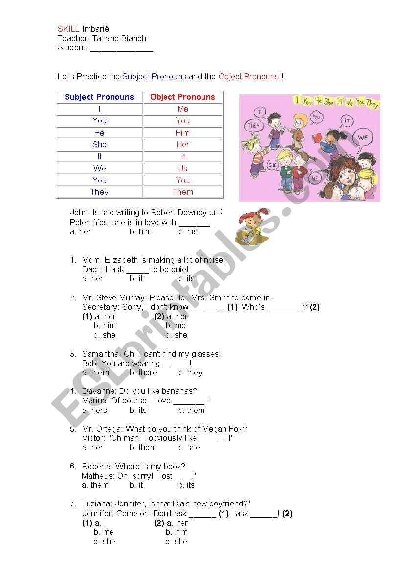 Object Pronouns worksheet