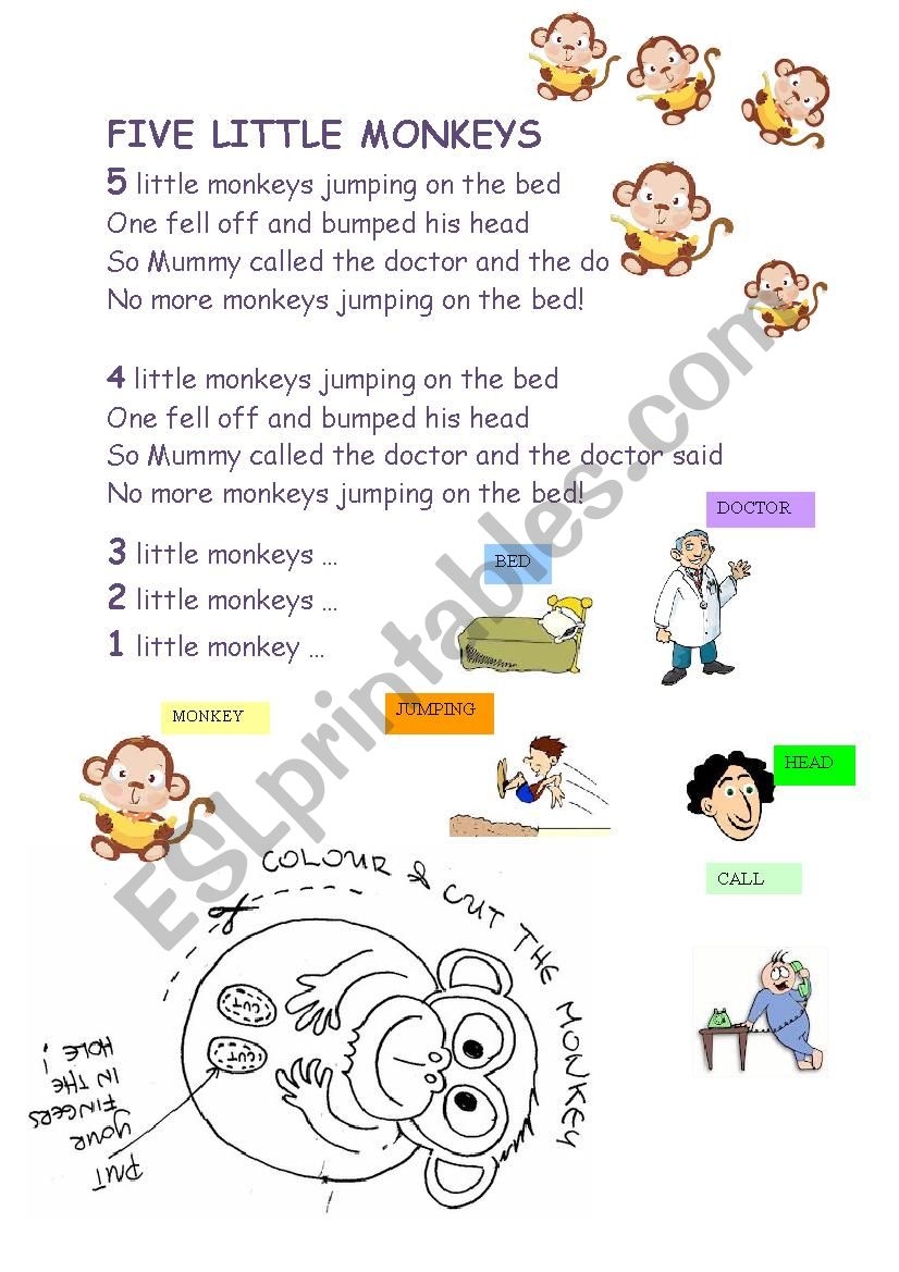5 little monkeys worksheet
