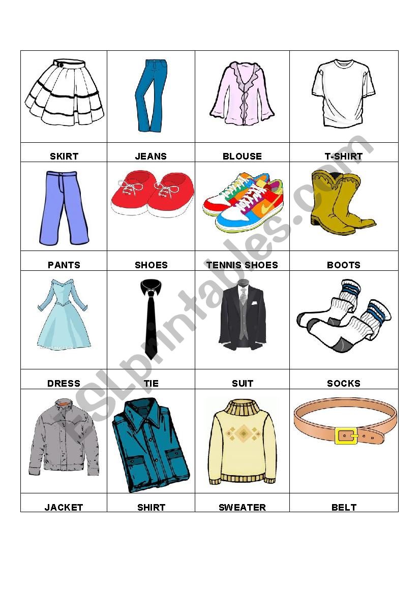 Clothes worksheet