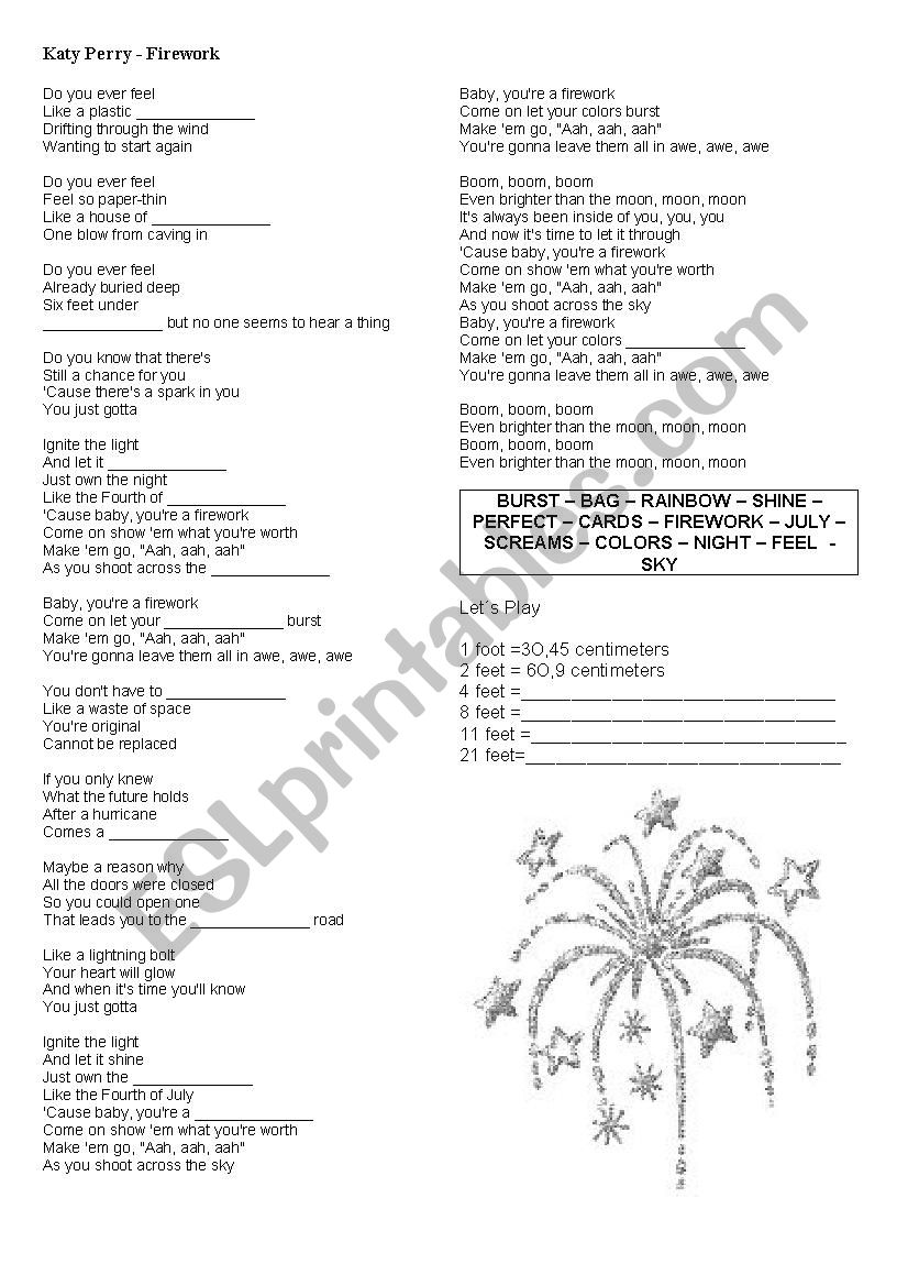 Firework worksheet