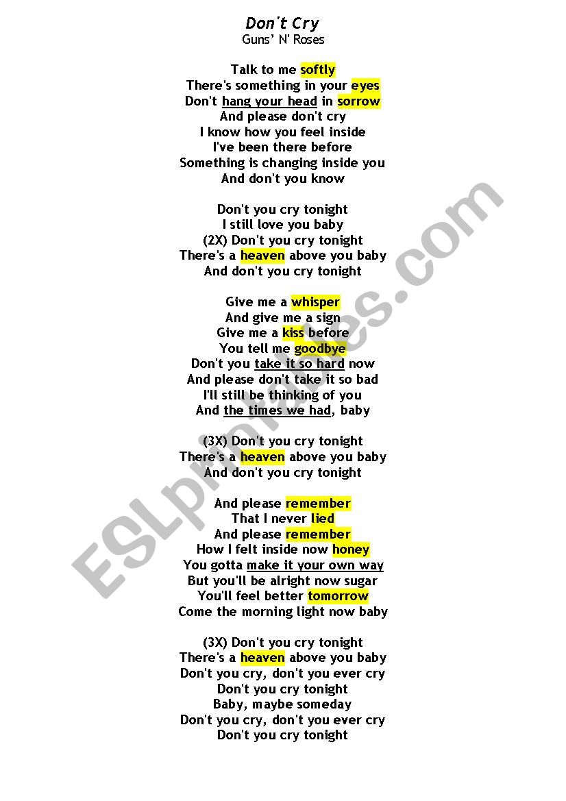 Guns N' Roses – Patience Lyrics