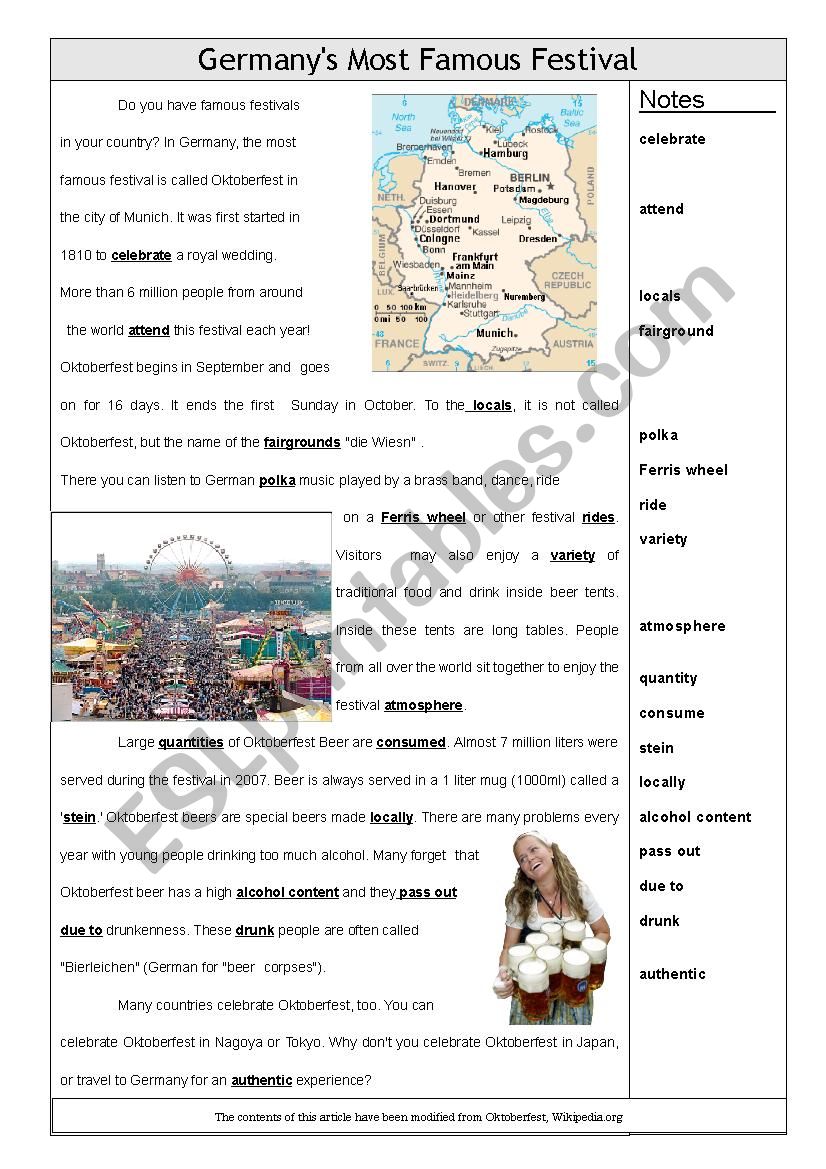 Oktoberfest Unit Part 1 worksheet