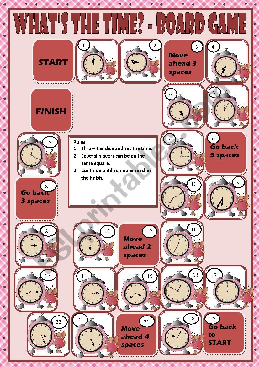 WHATS THE TIME? - BOARD GAME worksheet