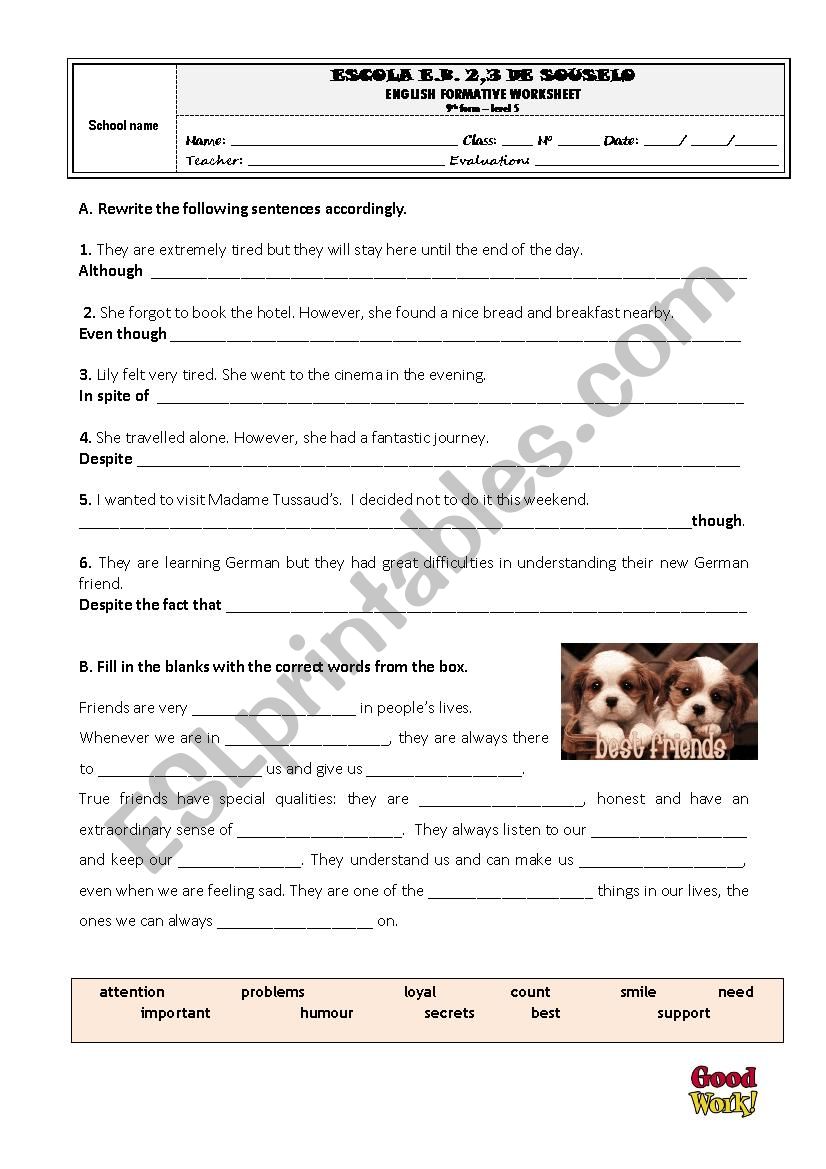 Formative Worksheet worksheet