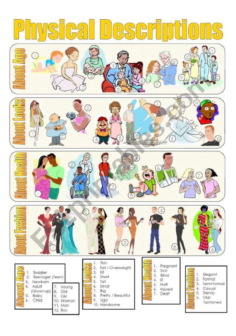 Physical Descriptions Picture Dictionary