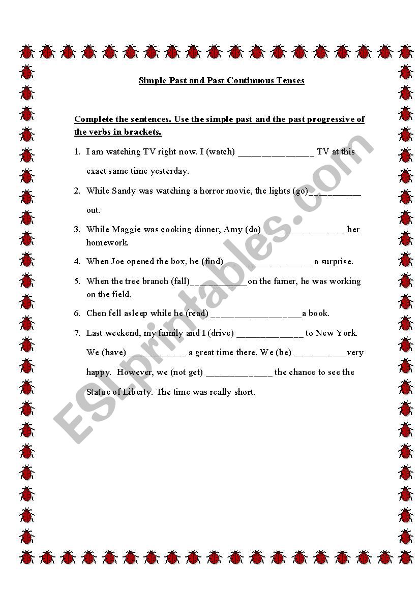 Simple Past and Continuous worksheet