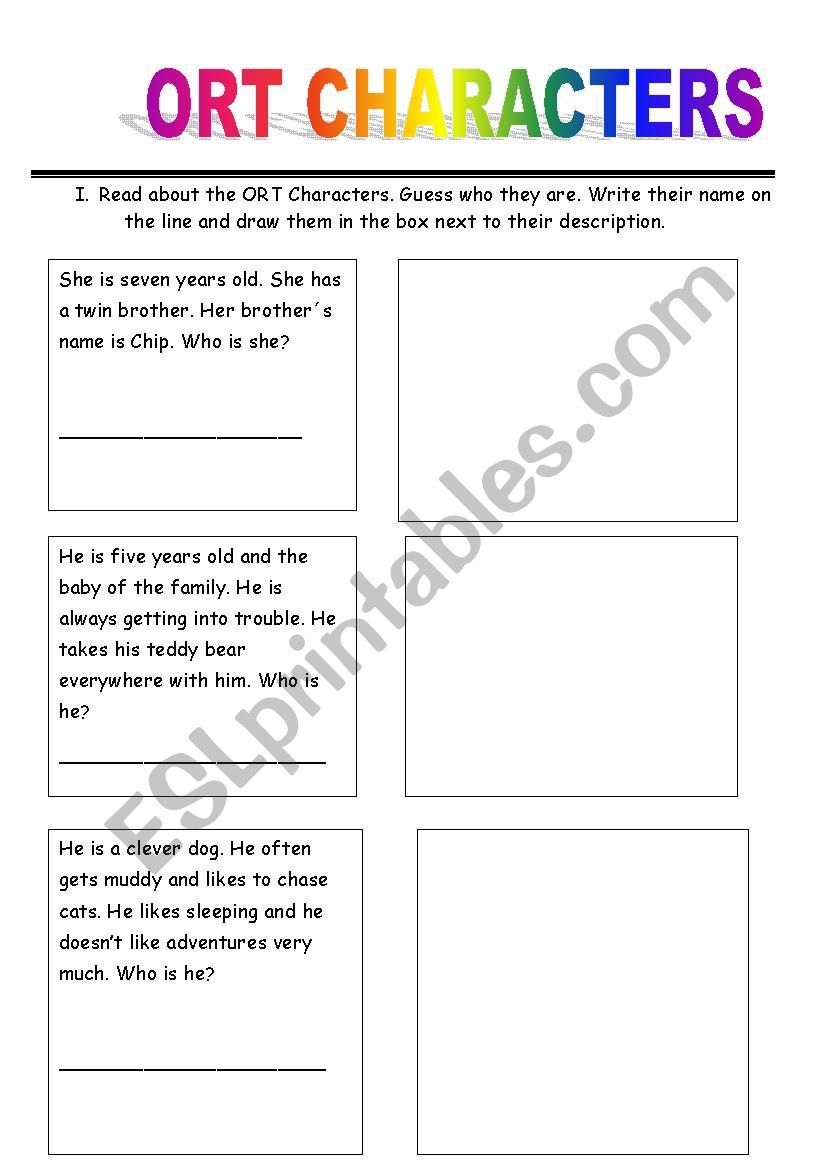 ORT Characters worksheet