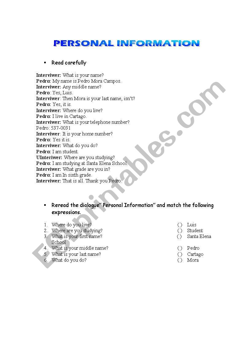 Personal information conversation
