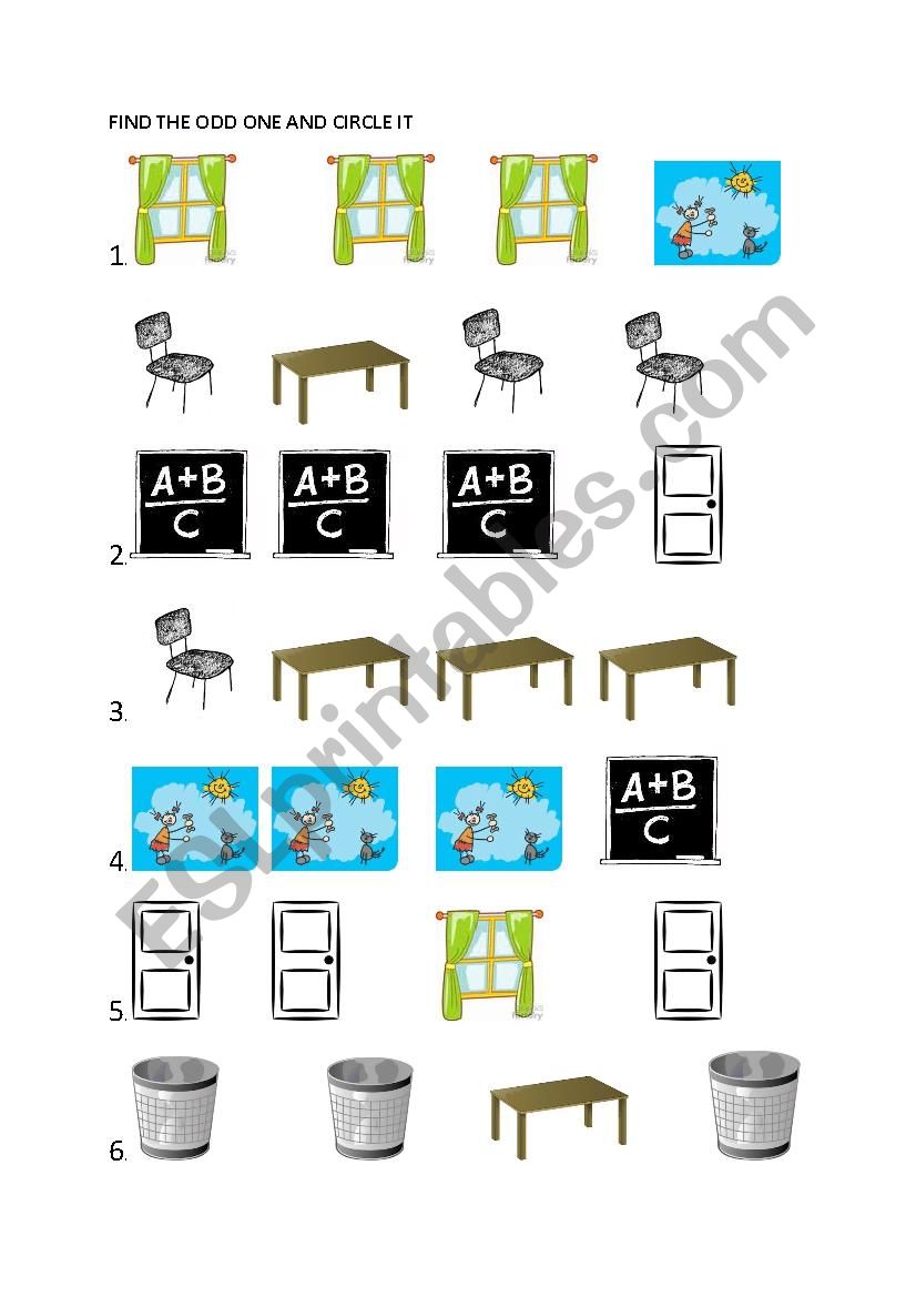 CIRCLE THE ODD ONE worksheet