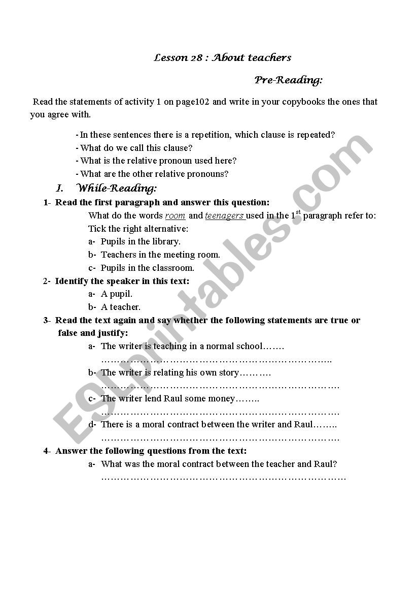 Lesson 28, 1st form . worksheet