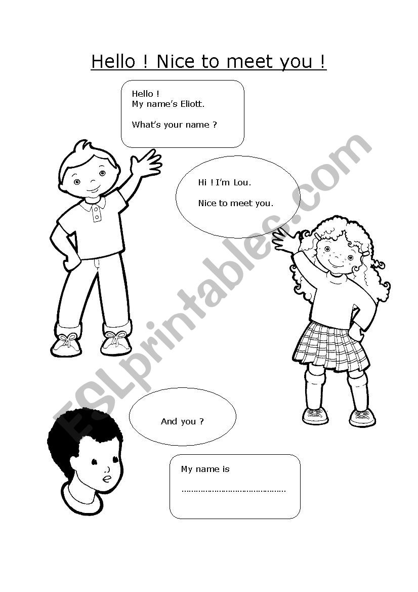 Hello! Nice to meet you. worksheet