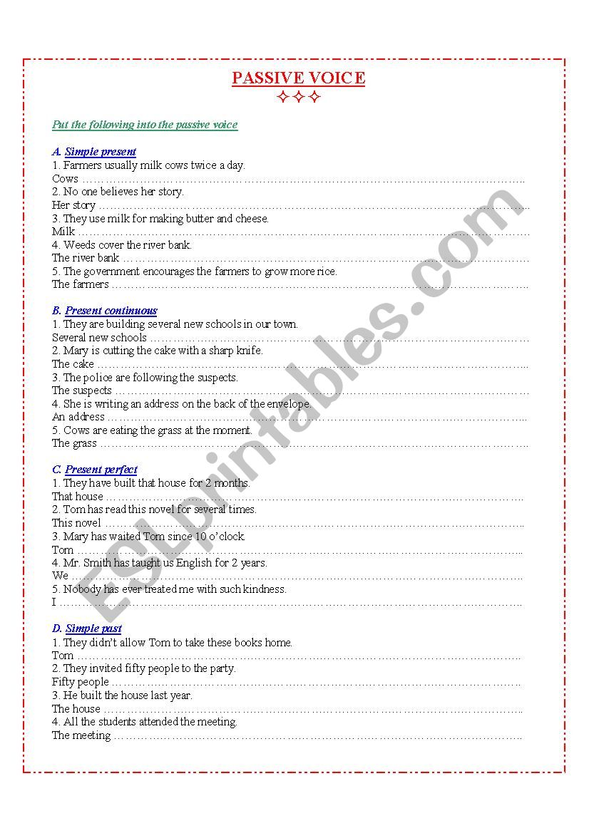 PASSIVE VOICE worksheet