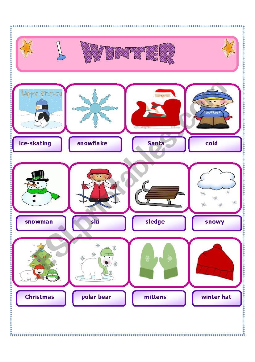 winter vocabulary worksheet