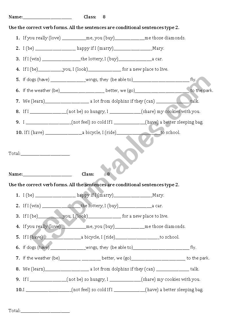 Second conditional worksheet