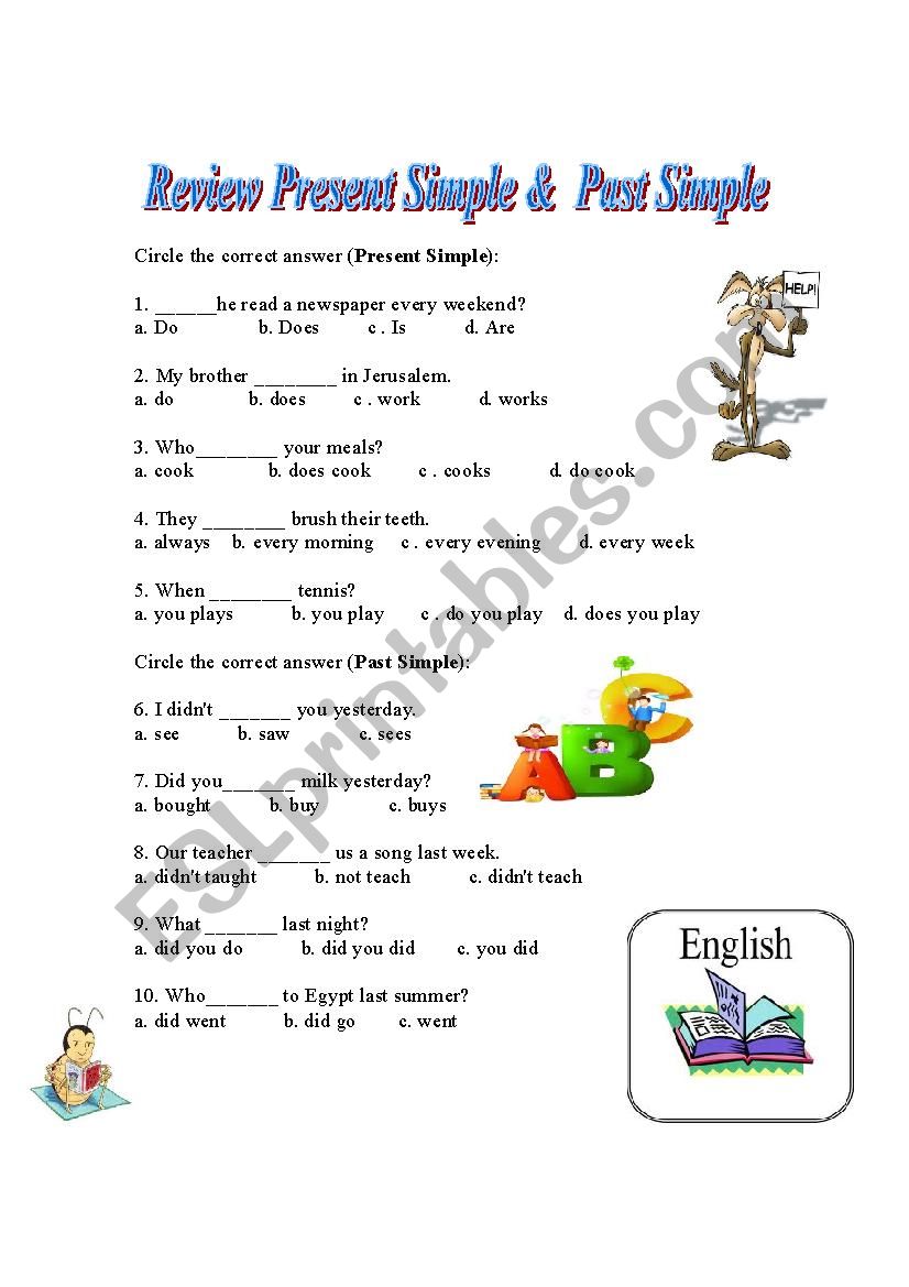 Present and past simple worksheet