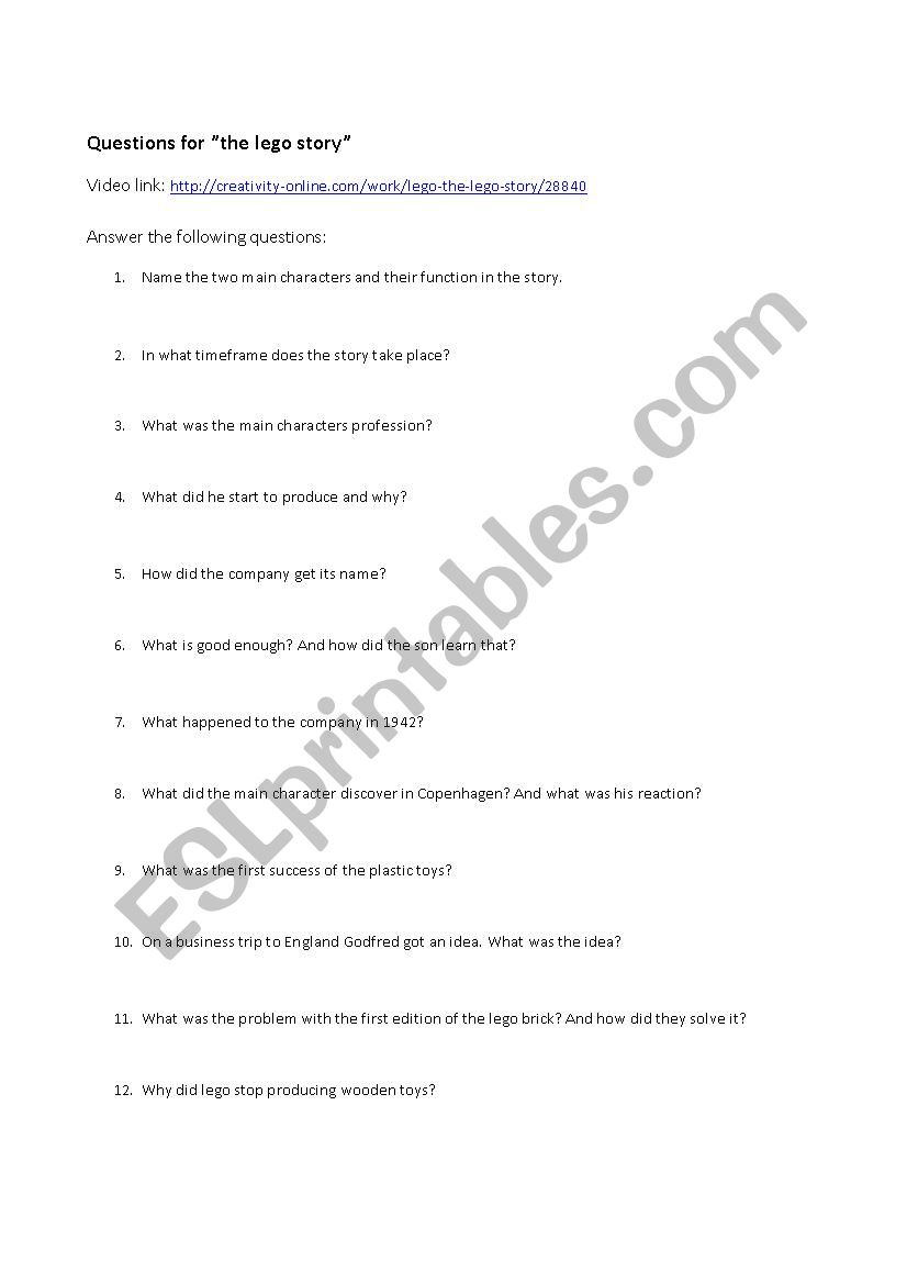 Questions for the animated film 