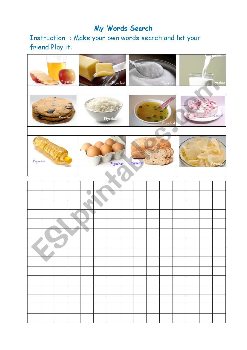 food vocabulary worksheet