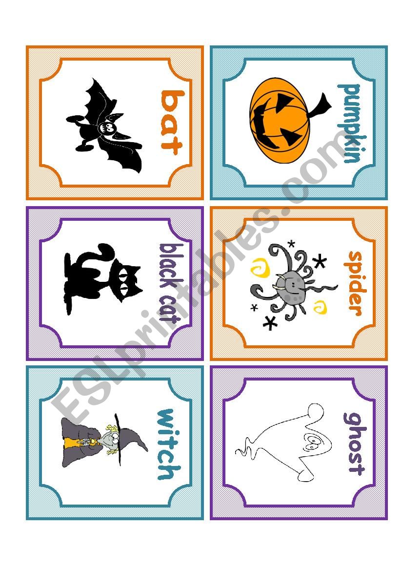 halloween flashcards worksheet