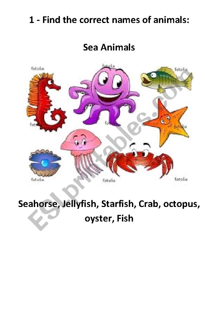  Sea and Farm Animals worksheet