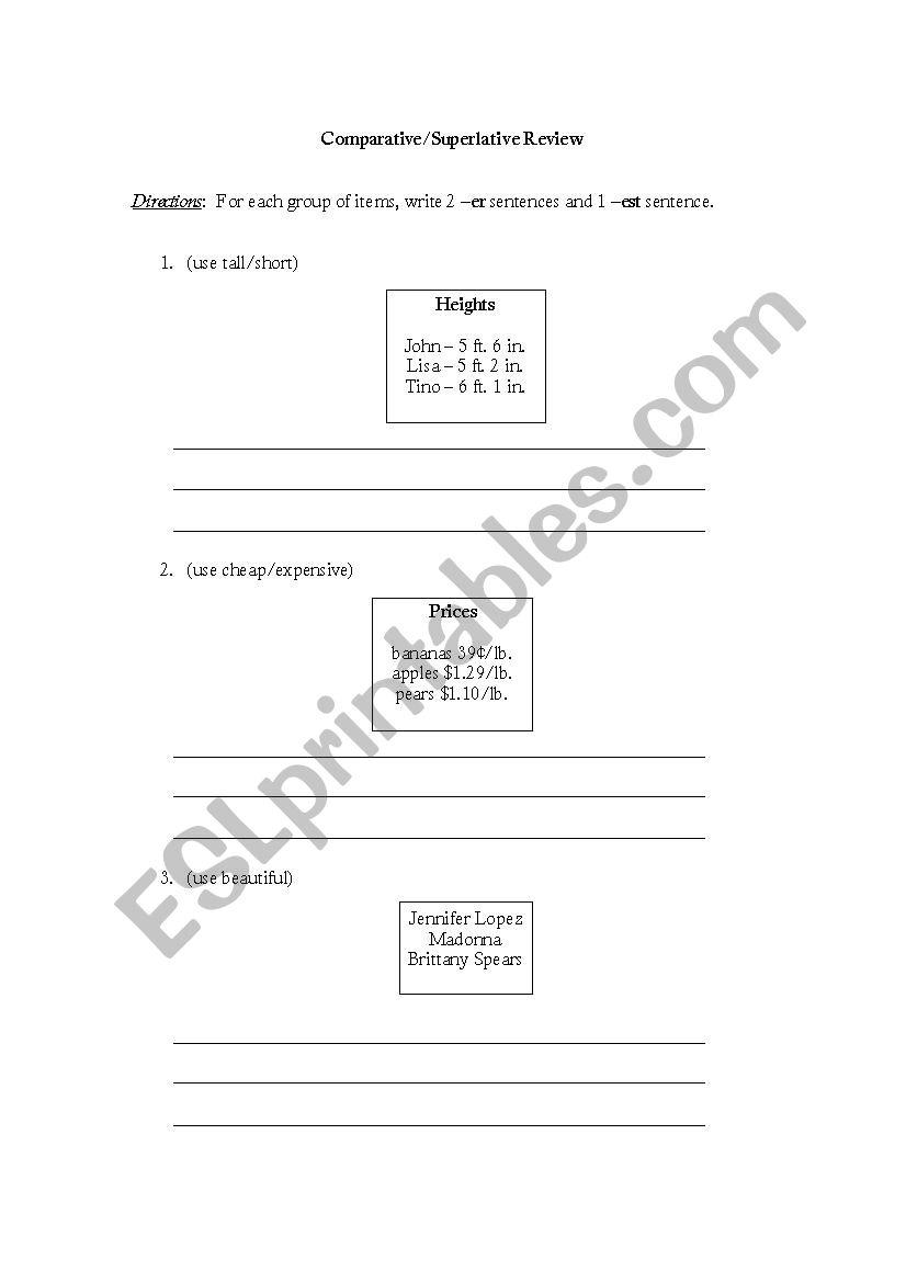 Comparative Practice worksheet