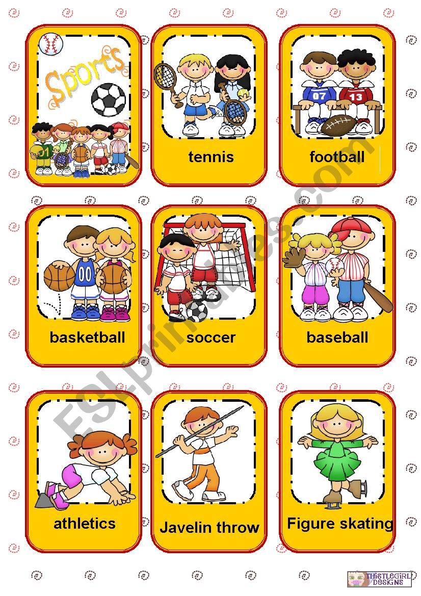 Sports flashcards worksheet