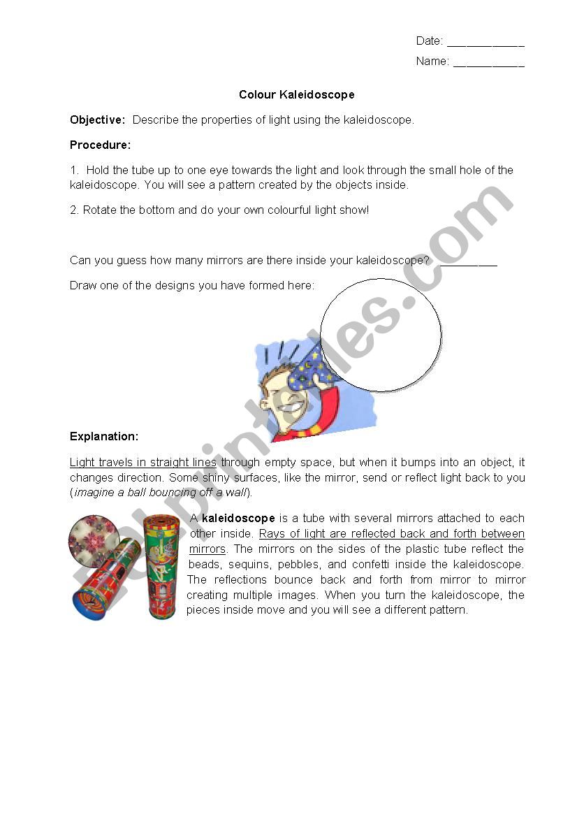 Kaleidocope Worksheet worksheet