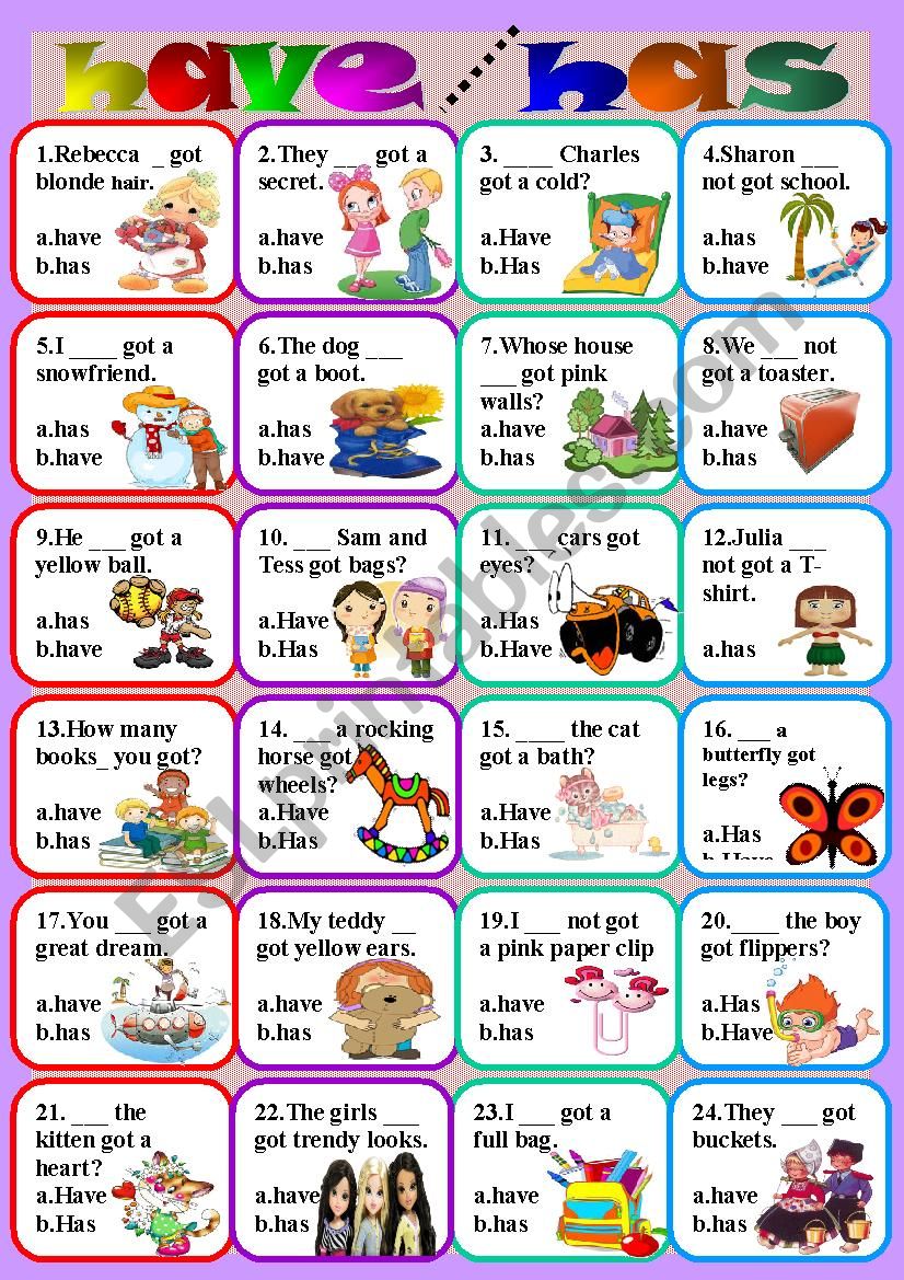 have or has worksheet