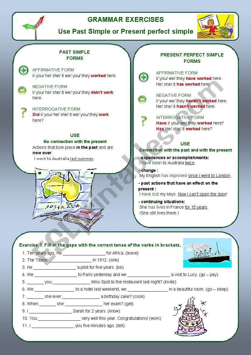 PAST SIMPLE VS PRESENT PERFECT SIMPLE : Forms, use and exercises (n1)