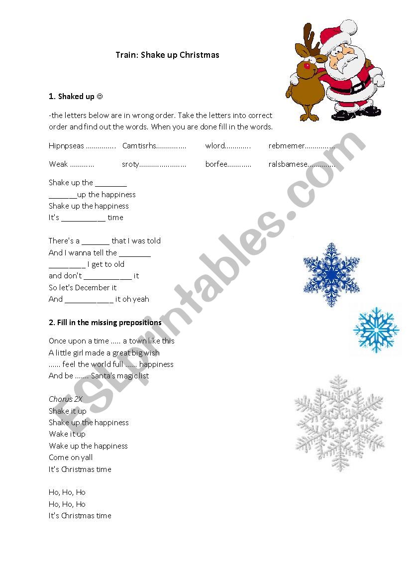 Train Shake up Chrustmas worksheet