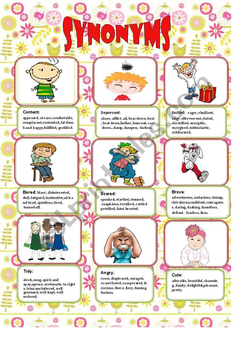 Synonyms worksheet