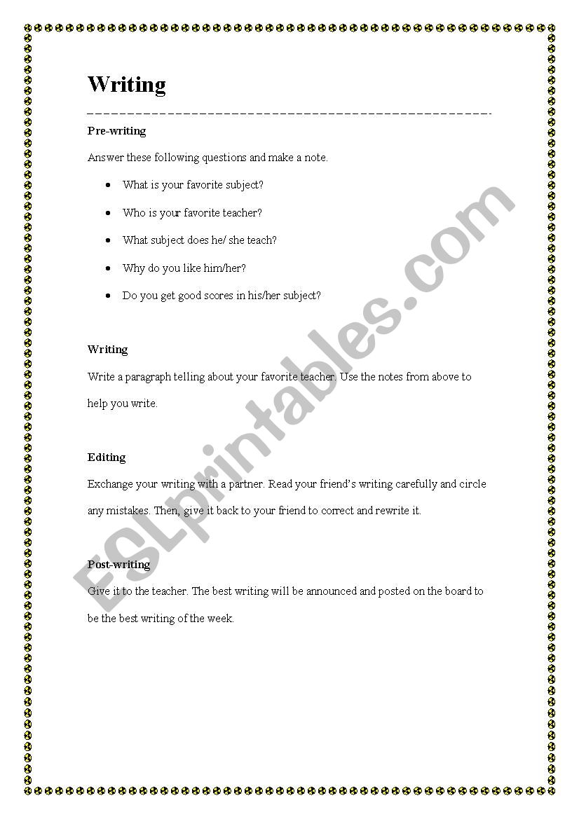 Writing prompt  worksheet