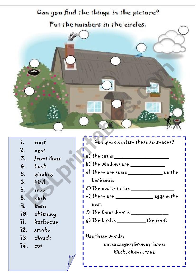 House things worksheet