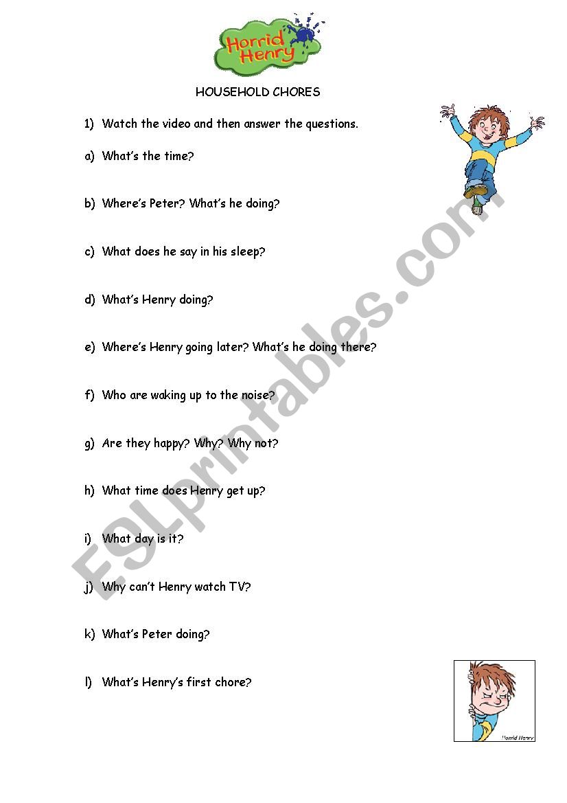 HORRID HENRY worksheet