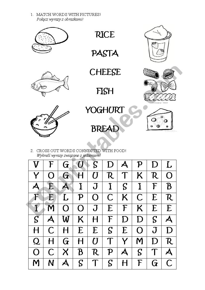 Food - 6 words worksheet