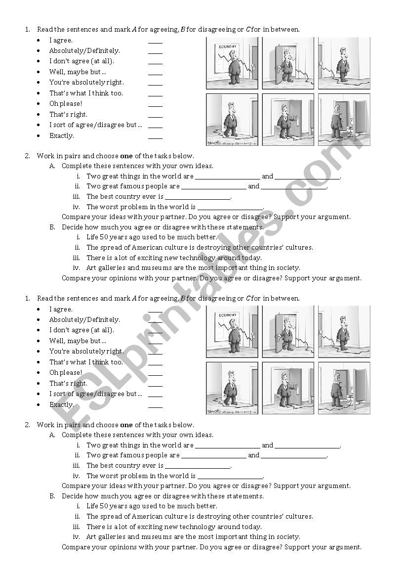 Agree and Disagree language worksheet