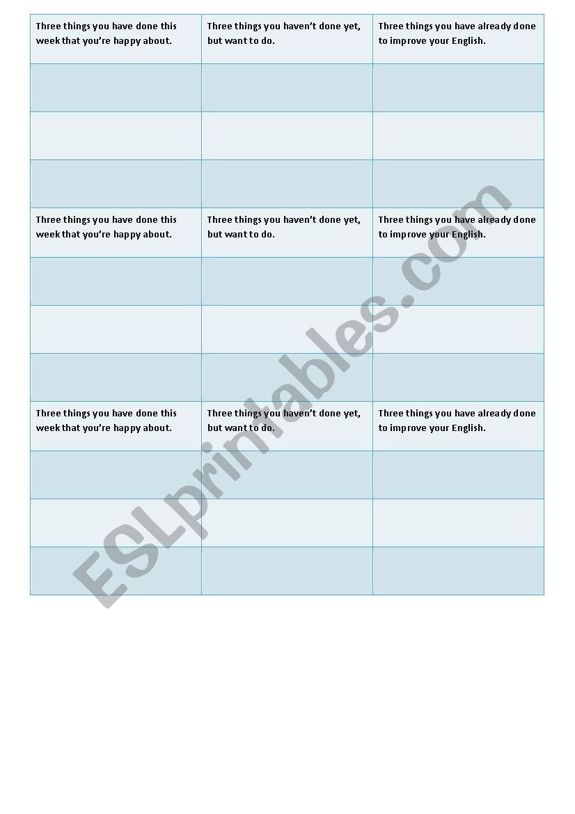 Present Perfect Speaking activity