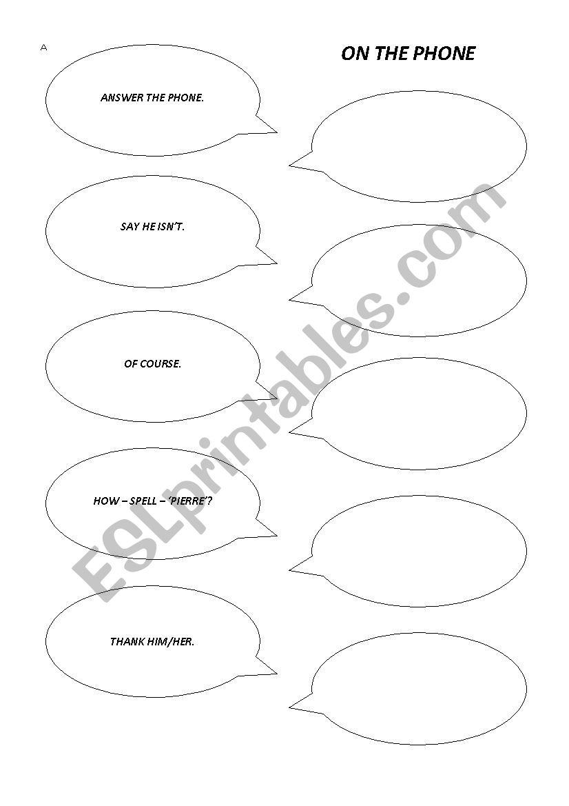 Guided dialogue SPEAKER A worksheet