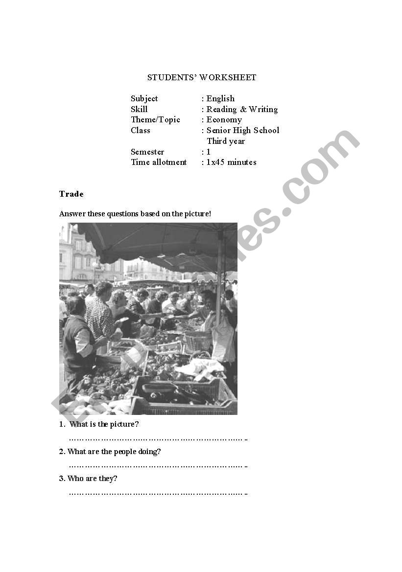 Economy worksheet