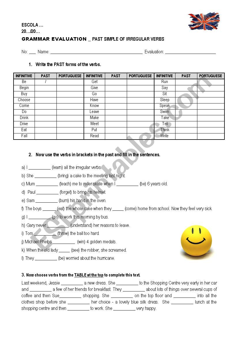 Irregular verbs - Past Simple worksheet