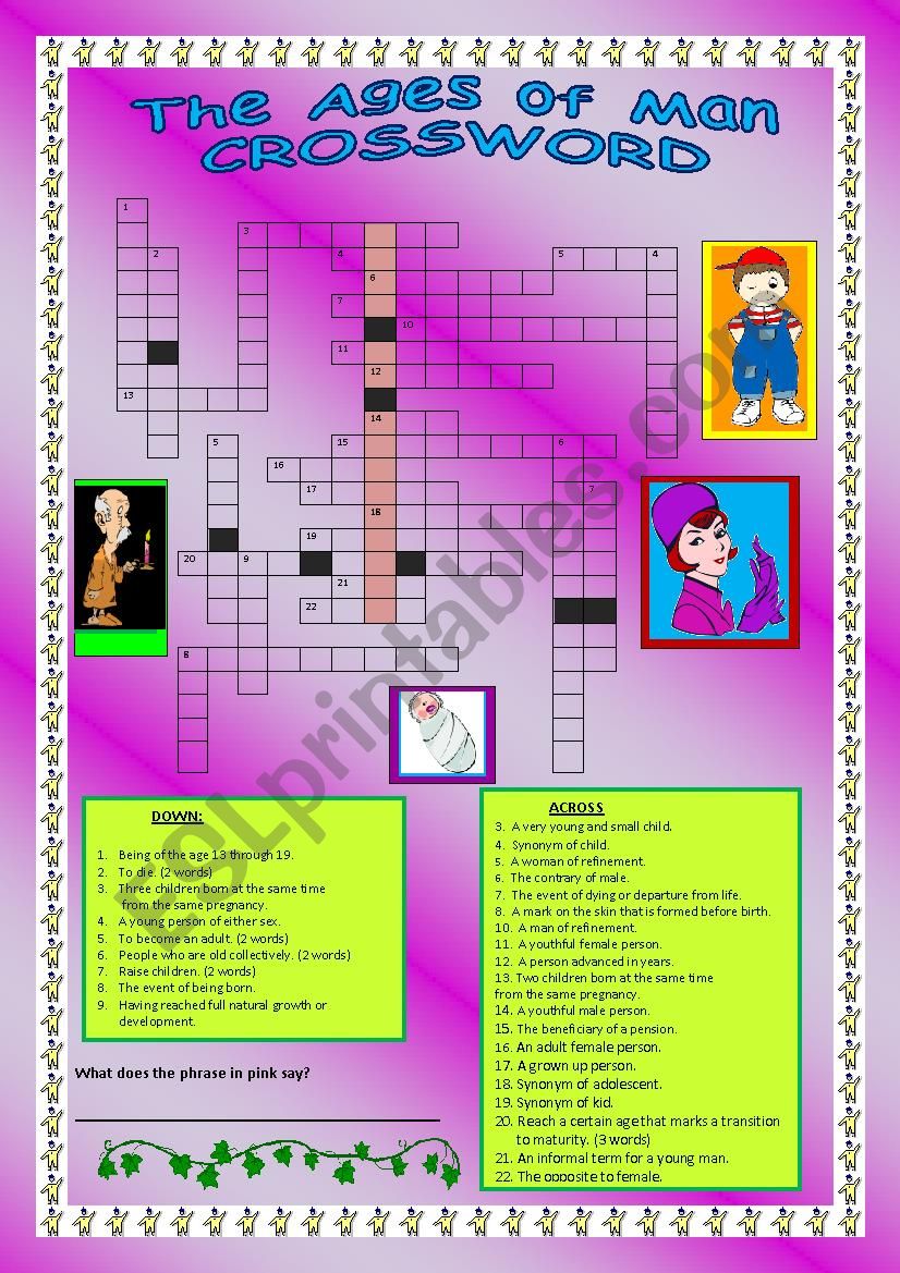The Ages of Man Crossword worksheet