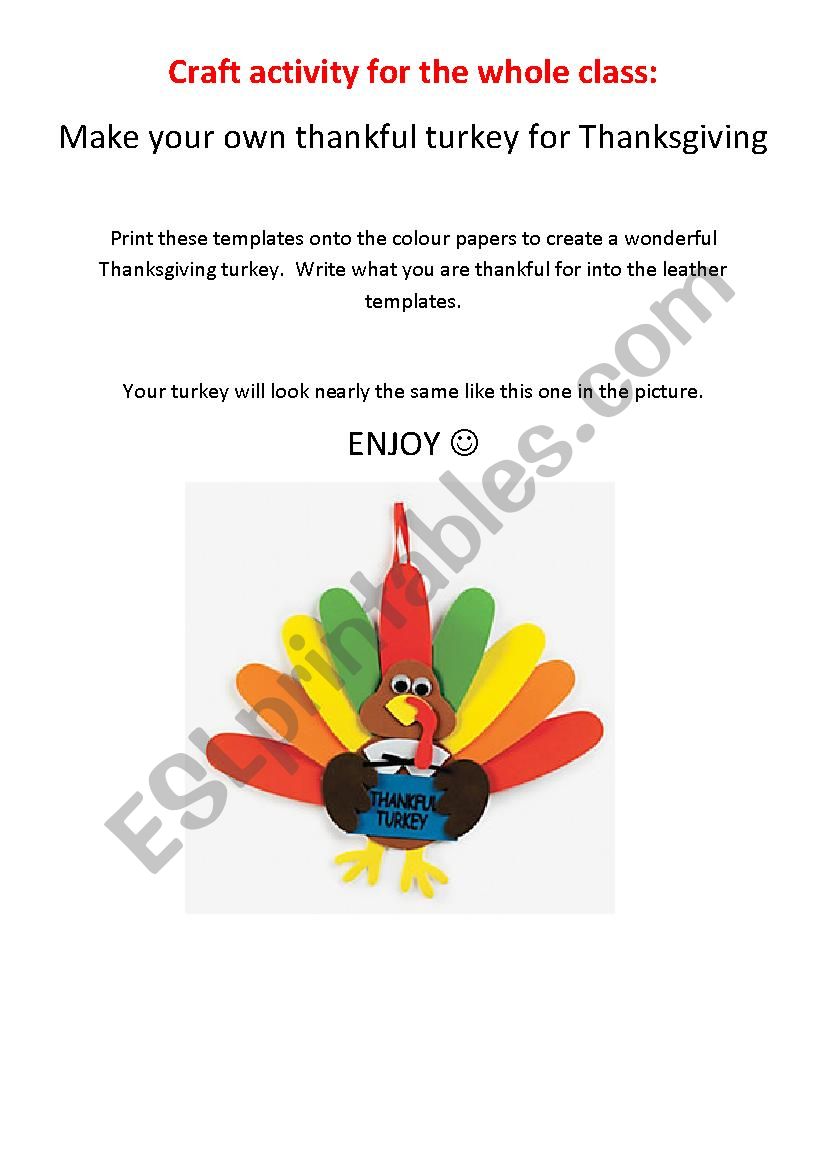 Thanksgiving turkey - craft activity