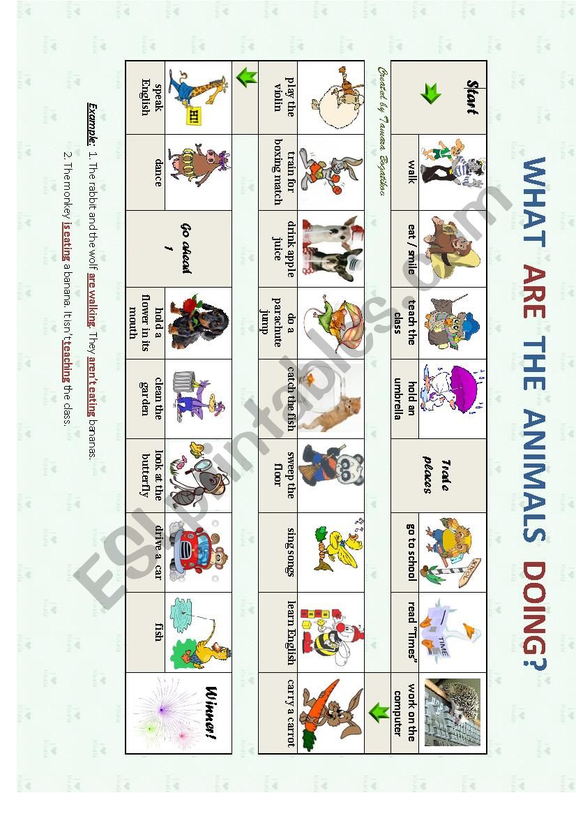 WHAT ARE THE ANIMALS DOING? worksheet